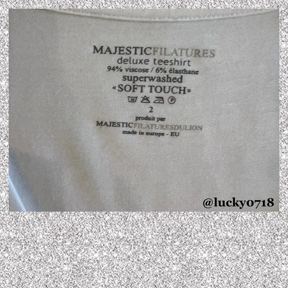 Majestic Filatures NWOT White V-Neck Long Sleeve Tee Sz 2 - Picture 7 of 8